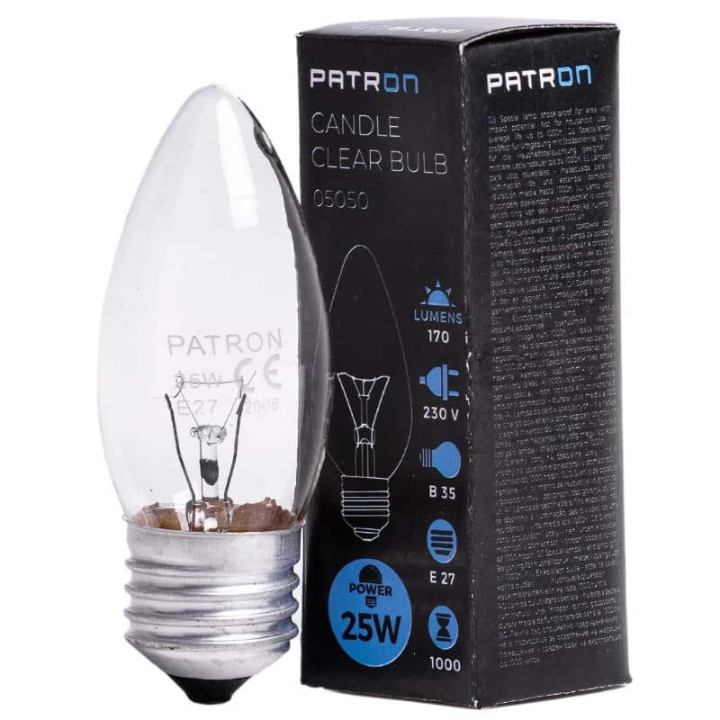 Patron E27 Kaars Gloeilamp | 25W 2700K 170Lm | Dimbaar