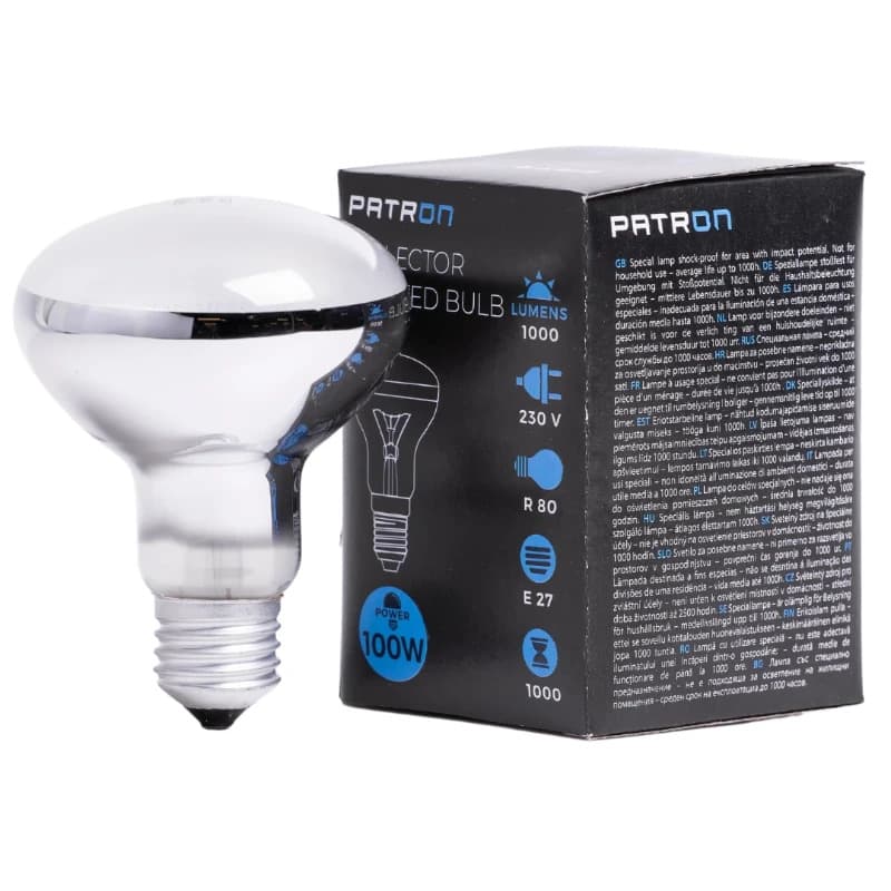 Patron E27 R63 Reflector Gloeilamp | 100W 2700K Mat | Dimbaar