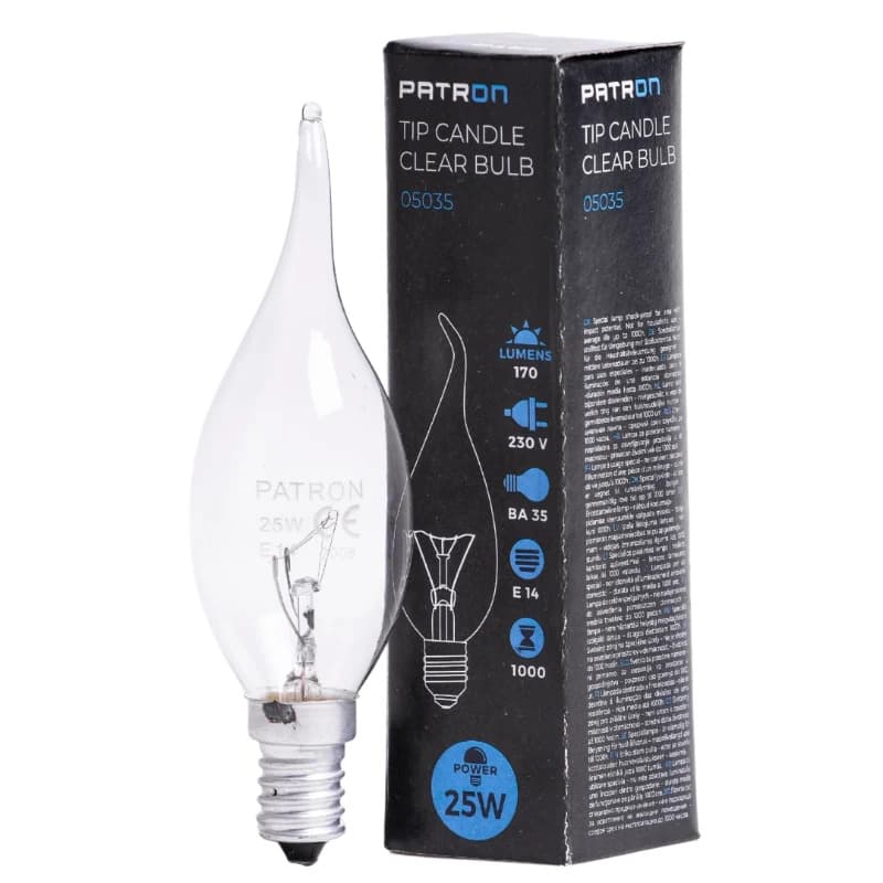 Patron E14 Tip Kaars Gloeilamp | 25W 2700K 170Lm | Dimbaar