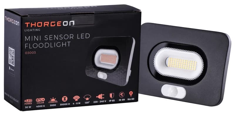 Thorgeon LED Floodlight Met Sensor | 30W 4000K 3000Lm | 840 IP65 thumbnail 2