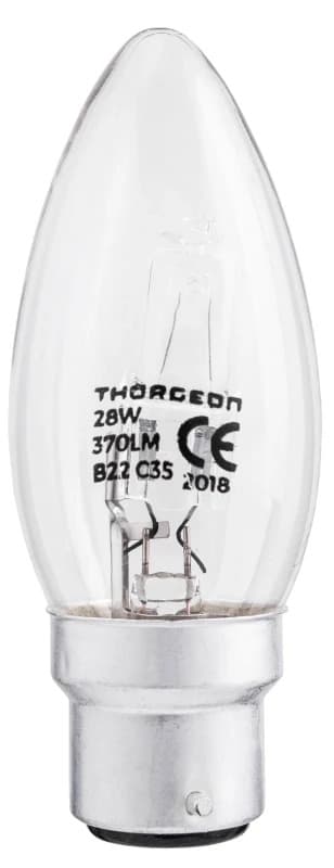 Thorgeon B22d Halogeen Kaarslamp | 28W 2700K 370LM 240V | Dimbaar