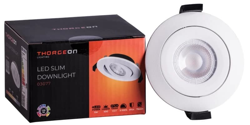 Thorgeon LED DownlighterØ75mm | 5W 3000K/5700K 400Lm | 930/957 IP44 Dimbaar thumbnail 2