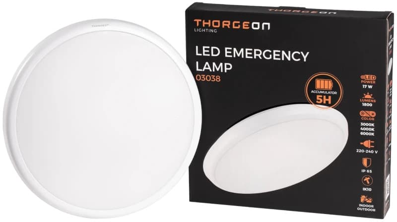 Thorgeon LED Plafond/Wandlamp Met Nood | 17W 3000K/6000K 1800Lm | 830/860 IP65 thumbnail 2