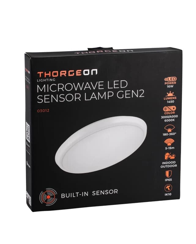 Thorgeon LED Plafond/Wandlamp Met Sensor | 16W 4000K 1450Lm | 840 IP65 thumbnail 2