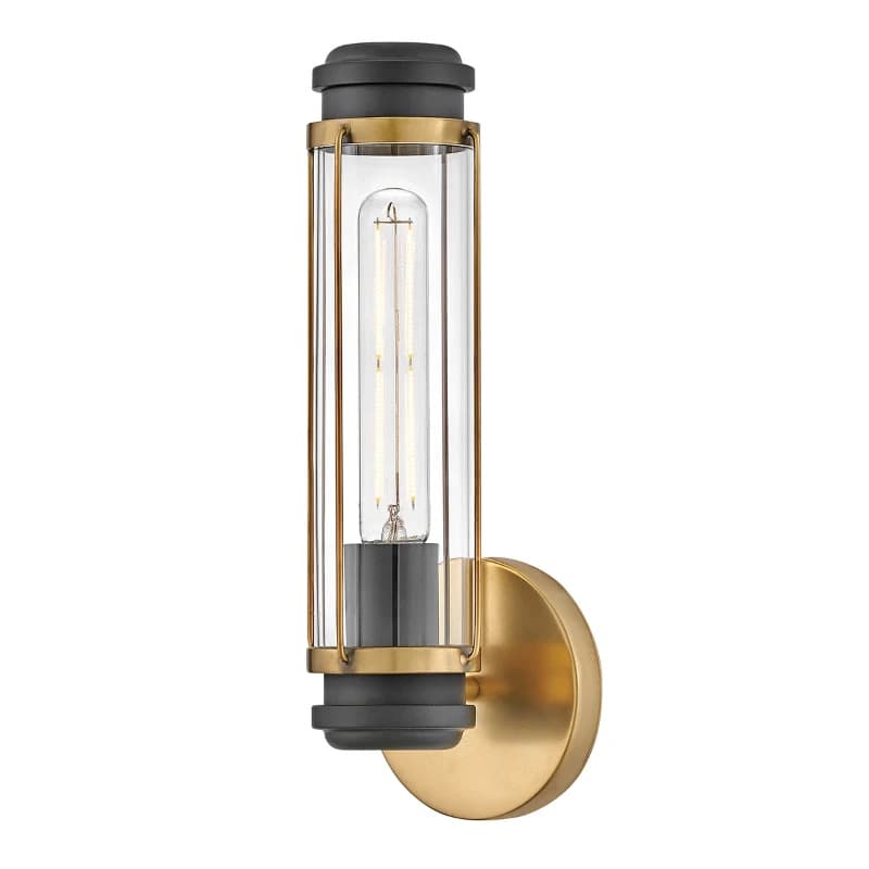 Hinkley LED Wandlamp Masthead | 1X E27 Max 40W | IP44 | Dimbaar | Heritage Brass&Black