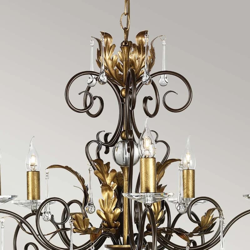 Elstead Lighting LED Kroonluchter | 5X E14 Max 60W | Dimbaar | Bronze with Gold Patina thumbnail 2