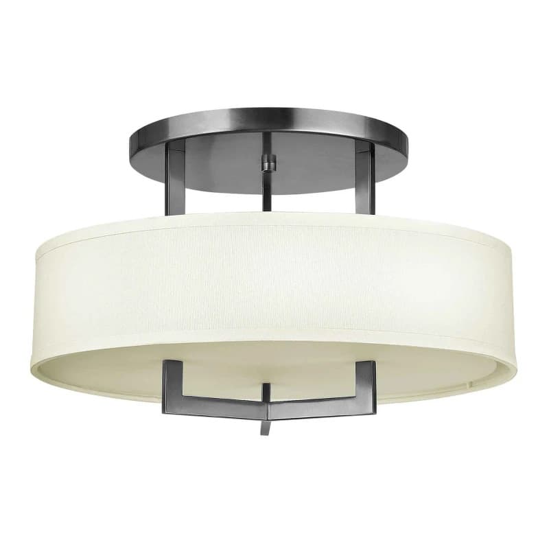 Hinkley LED Plafondlamp Hampton | 3X E27 Max 60W | Dimbaar | Antique Nickel, Ivory Shades