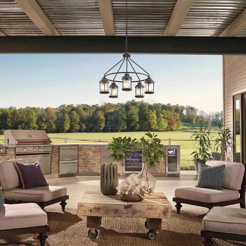 Kichler LED Kroonluchter | 5X E27 Max 60W | IP44 | Dimbaar | Weathered Zinc thumbnail 2