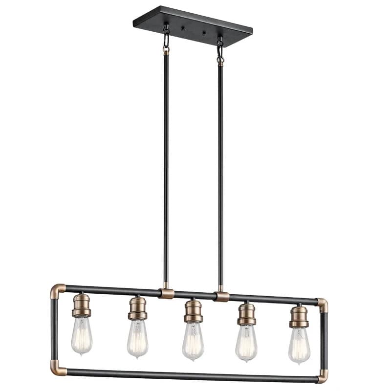 Kichler LED Kroonluchter | 5X E27 Max 60W | Dimbaar | Black and Natural Brass