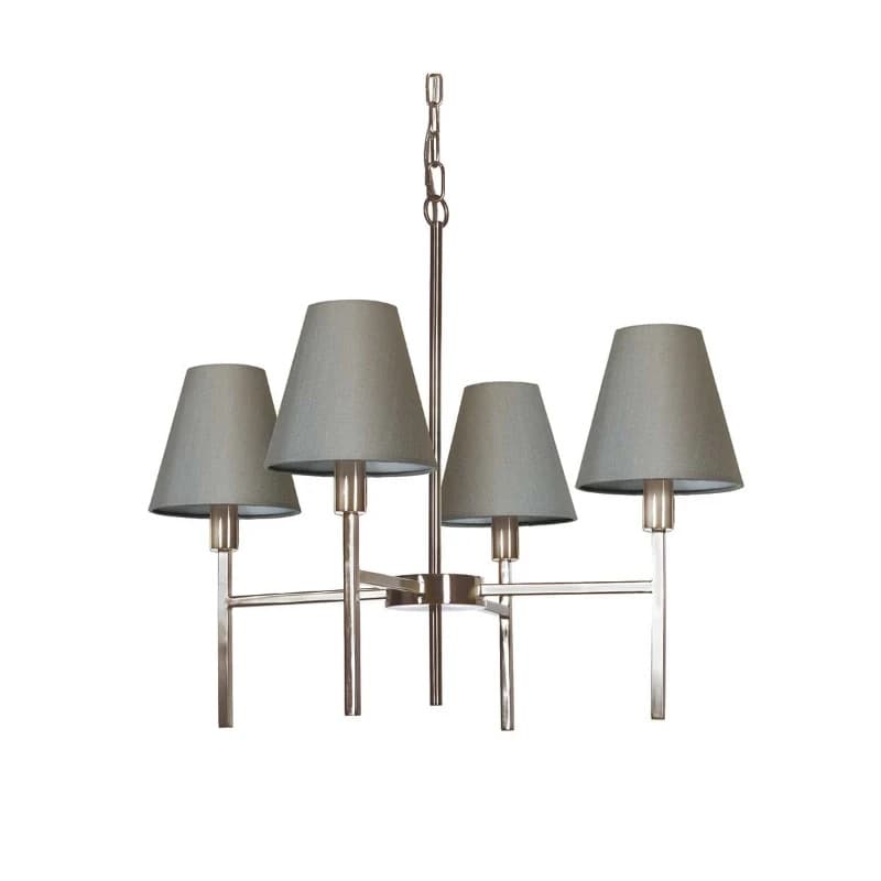 Elstead Lighting LED Kroonluchter | 4X E14 Max 25W | Dimbaar | Brushed Nickel, Grey Shades