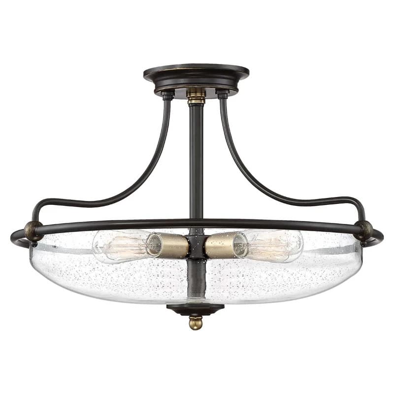 Quoizel LED Plafondlamp Griffin | 4X E27 Max 60W | Dimbaar | Palladian Bronze with Weathered Brass Accents
