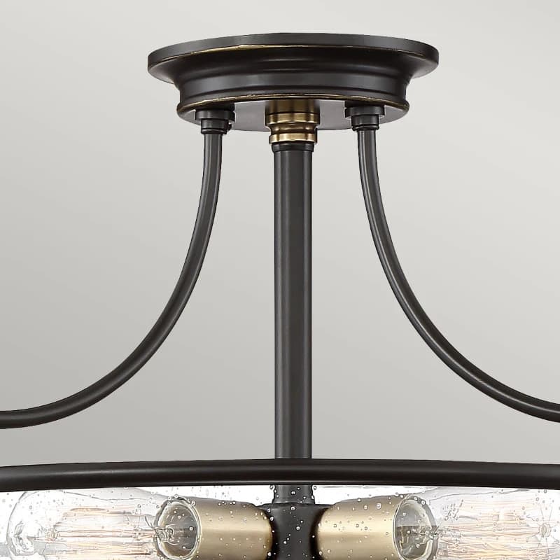 Quoizel LED Plafondlamp Griffin | 4X E27 Max 60W | Dimbaar | Palladian Bronze with Weathered Brass Accents thumbnail 2