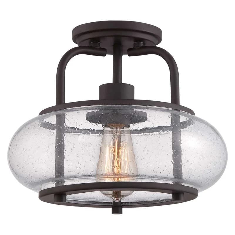 Quoizel LED Plafondlamp Trilogy | 1X E27 Max 60W | Dimbaar | Old Bronze