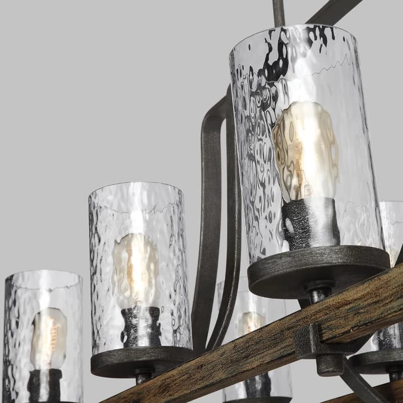 Feiss LED Kroonluchter | 8X E27 Max 60W | Dimbaar | Distressed Weathered Oak&Slate Grey Metal thumbnail 2