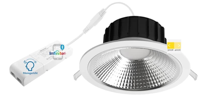 Megaman LED DownlighterØ200mm | 24W 3000K/4000K 2230Lm/2400lm 830/840 | IP54 Dimbaar