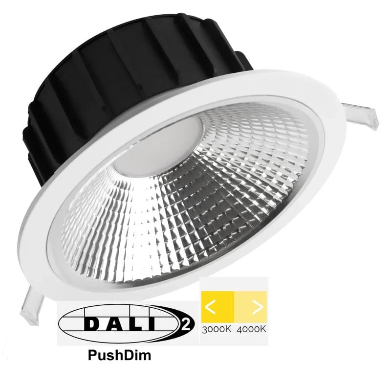 Megaman LED DownlighterØ150mm | 27W 3000K/4000K 2500Lm/2700lm 830/840 | IP54 DALI Dimbaar