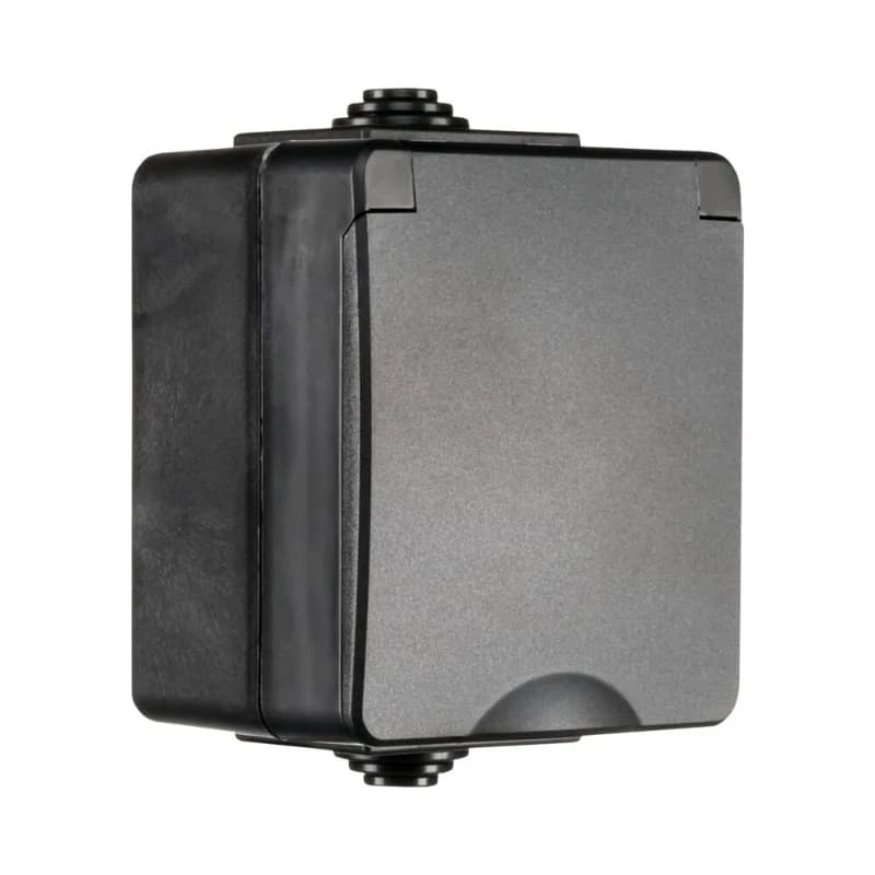 Ion Industries Wandcontactdoos | Opbouw IP55 Zwart thumbnail 2