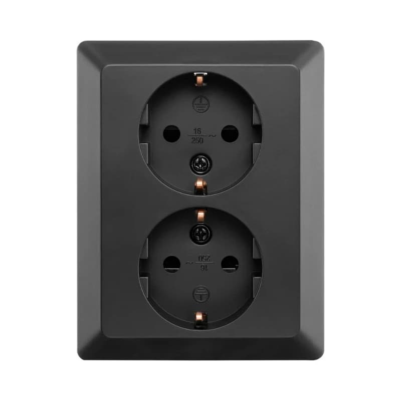 Ion Industries Wandcontactdoos | Half Opbouw 2-voudig RA Mat Zwart