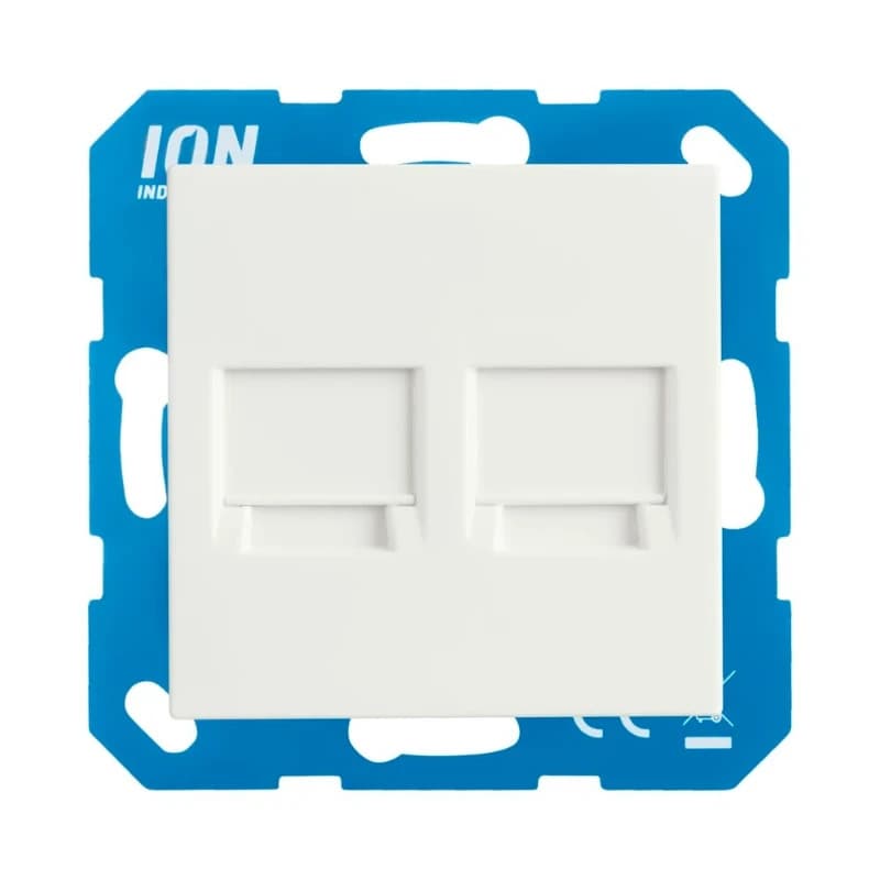 Ion Industries Modular Jack | Cat en Coax | 2-voudig met Centraalplaat V1/J1 Alpin Wit