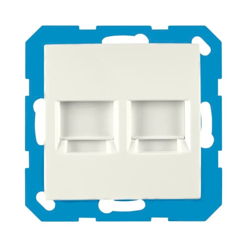 Ion Industries Modular Jack | Cat en Coax | 2-voudig met Centraalplaat E1 Alpin Wit thumbnail 2