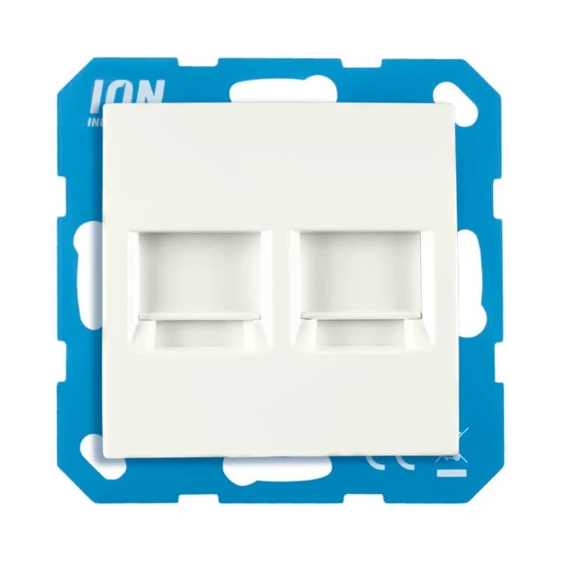 Ion Industries Modular Jack | Cat en Coax | 2-voudig met Centraalplaat E1 Mat Alpin Wit thumbnail 2