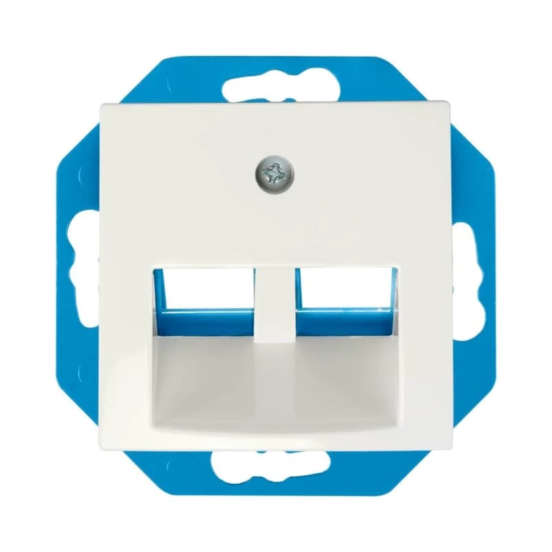 Ion Industries Modular Jack | Cat en Coax | 30° 2-voudig met Centraalplaat E1 Alpin Wit thumbnail 2