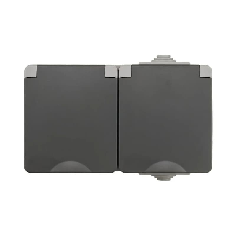 Ion Industries Wandcontactdoos | Opbouw 2-voudig IP55 Grijs