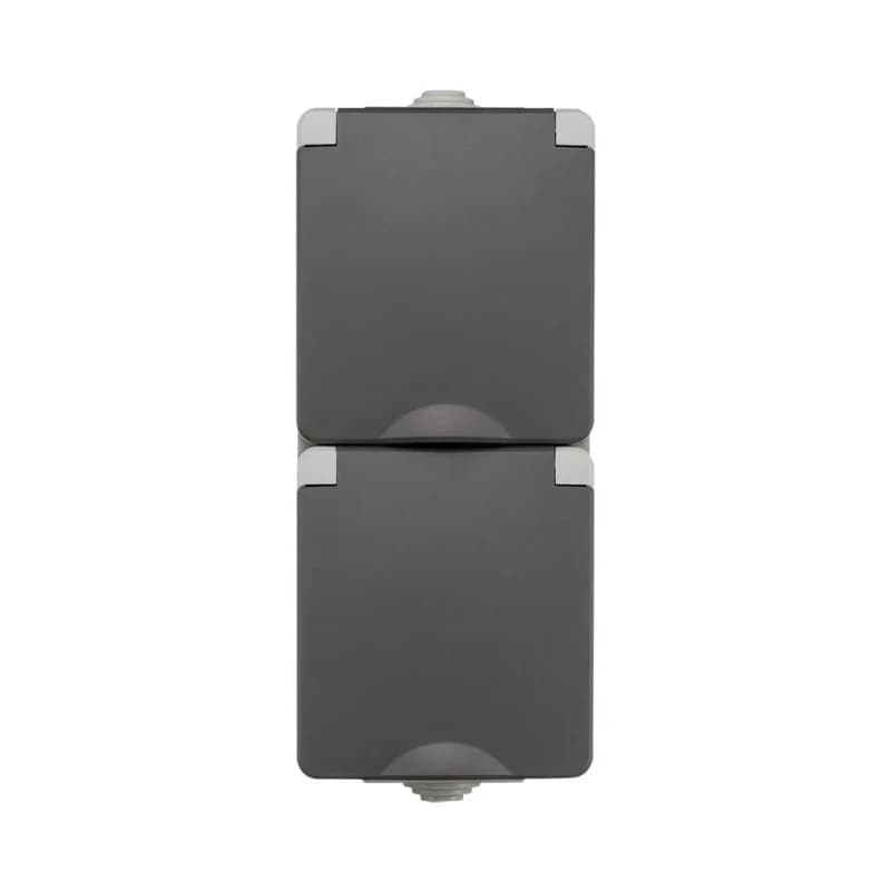 Ion Industries Wandcontactdoos | Opbouw 2-voudig Verticaal IP55 Grijs thumbnail 2