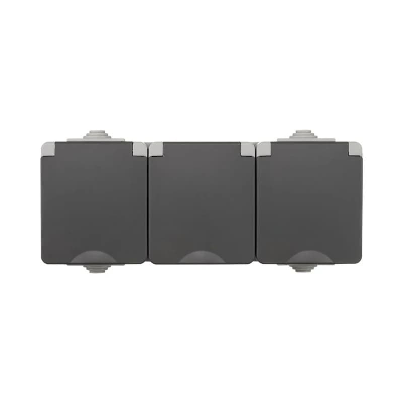 Ion Industries Wandcontactdoos | Opbouw 3-voudig IP55 Grijs