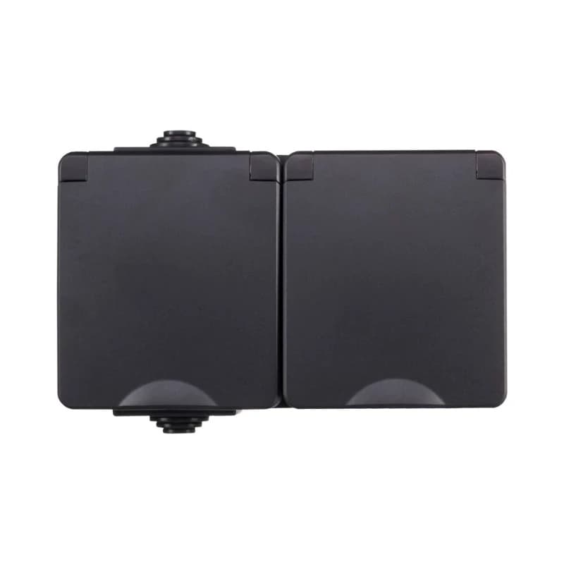 Ion Industries Wandcontactdoos | Opbouw 2-voudig IP55 Zwart