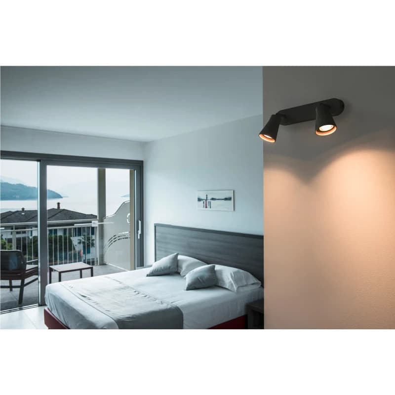 SLV LED Plafond- Wandlamp | 2X GU10 Max 50W  | IP20 Dimbaar Zwart | AVO thumbnail 2