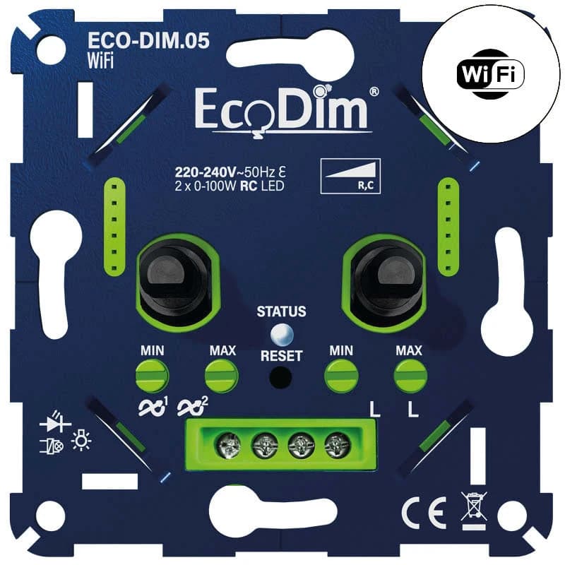 EcoDim Dimmer | wifi led dimmer duo 2x0-100w fase afsnijding