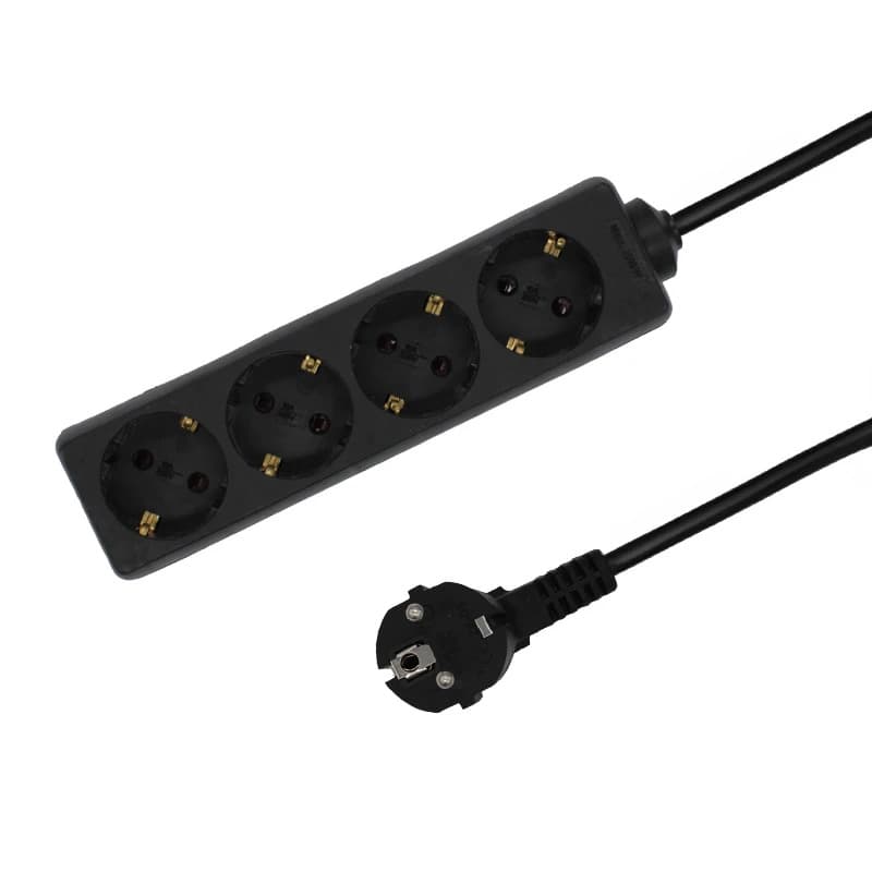 ELP viervoudige tafelcontactdoos 5m zwart