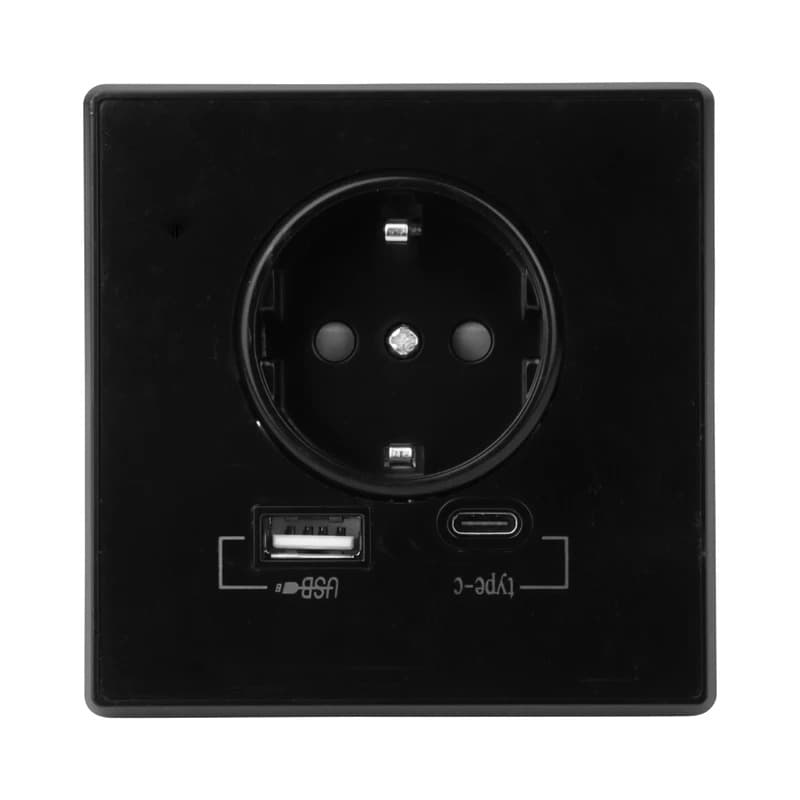 ELP Wandcontactdoos | met usb-a&usb-c aansluiting zwart