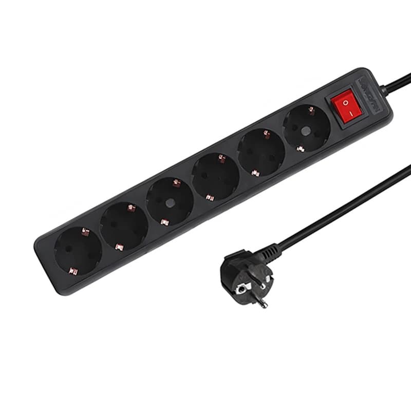 ELP zesvoudige tafelcontactdoos | met schakelaar | 1.5m | zwart
