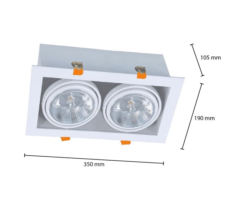 ELP ar111 dubbel armatuur pasithee wit IP22 thumbnail 2