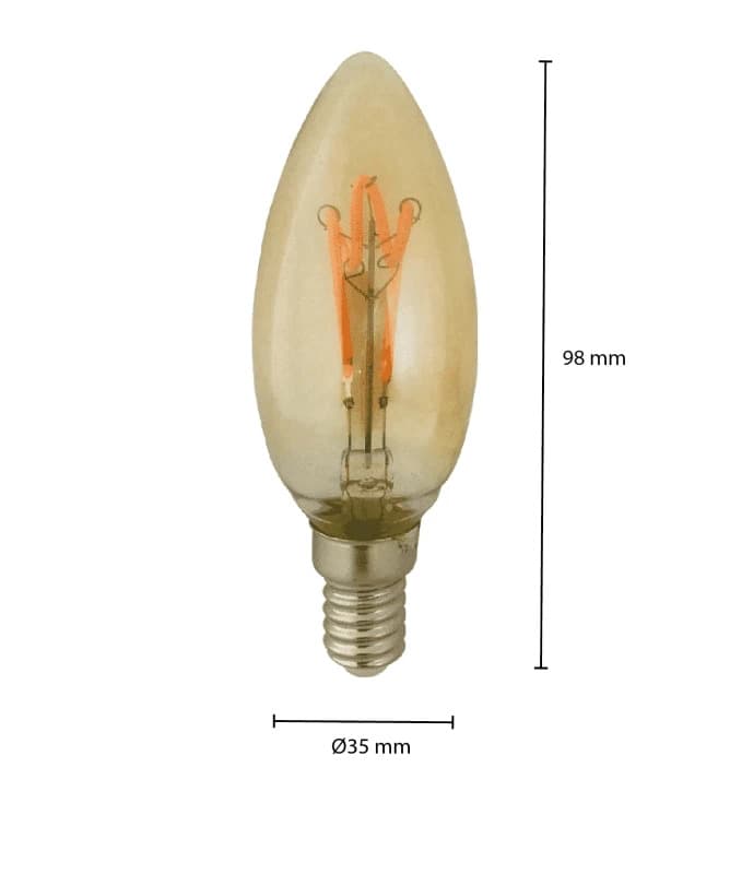 ELP E14 LED Kaarslamp | 1.6W 2100K Amber 112Lm | 821 thumbnail 2