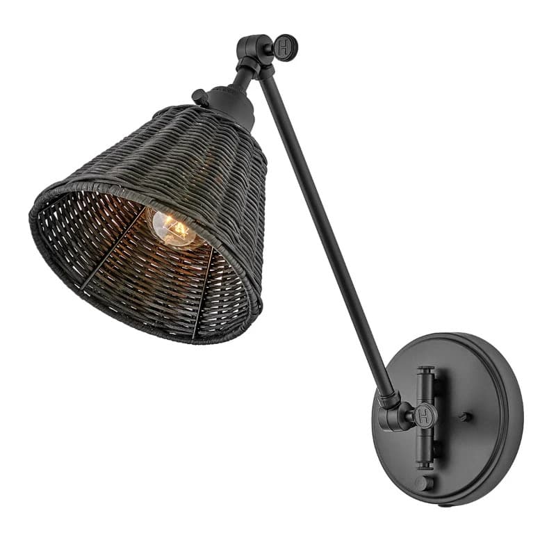 Hinkley LED Wandlamp Arti | 1X E27 Max 60W | Black, Black Rattan Shade thumbnail 2