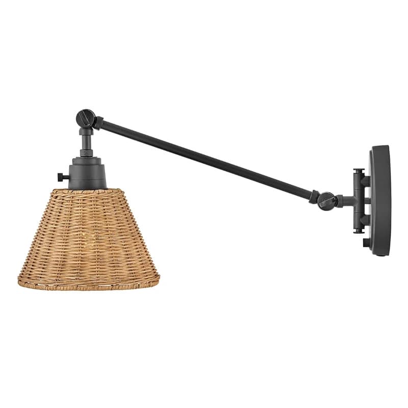 Hinkley LED Wandlamp Arti | 1X E27 Max 60W | Black, Natural Rattan Shade thumbnail 2