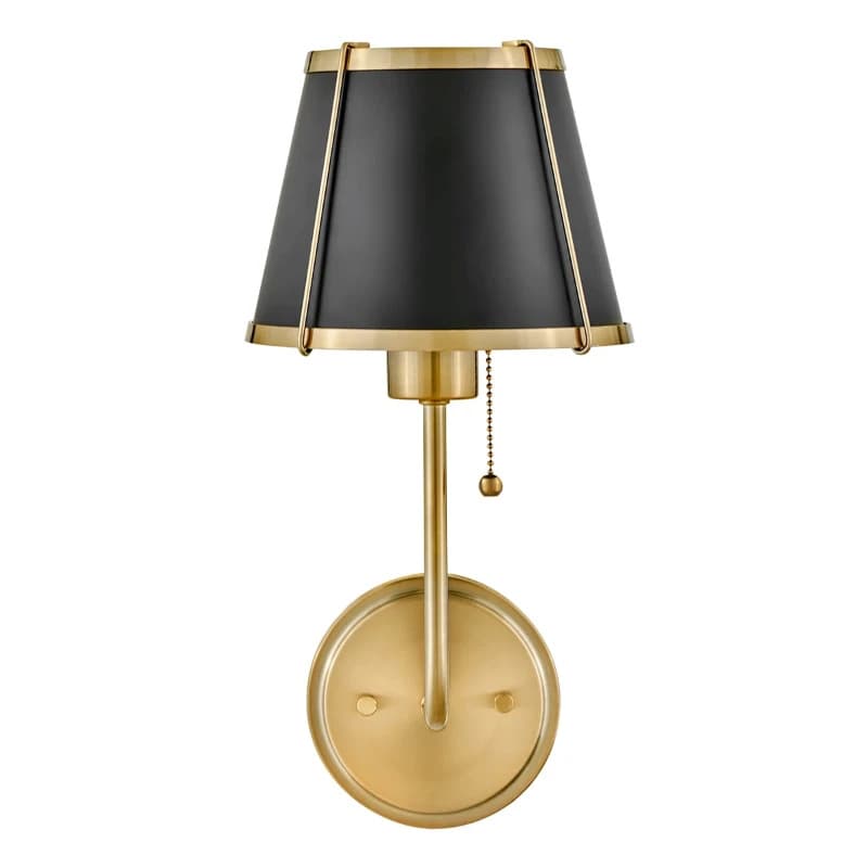 Hinkley LED Wandlamp Clarke | 1X E27 Max 40W | Warm Brass&Black Steel Shade thumbnail 2
