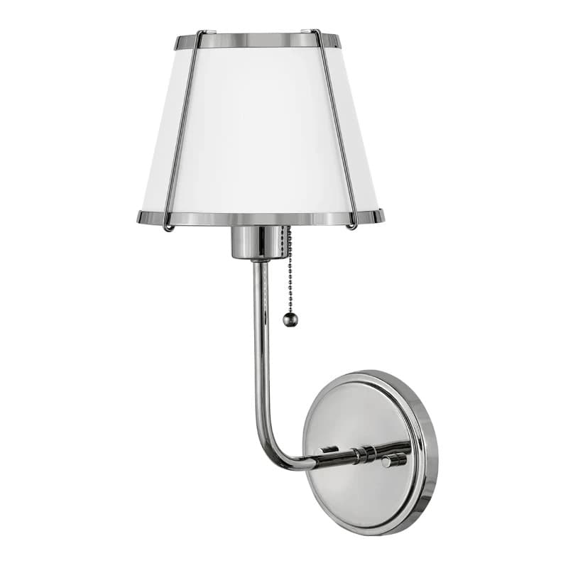 Hinkley LED Wandlamp Clarke | 1X E27 Max 40W | Polished Nickel&White Steel Shade