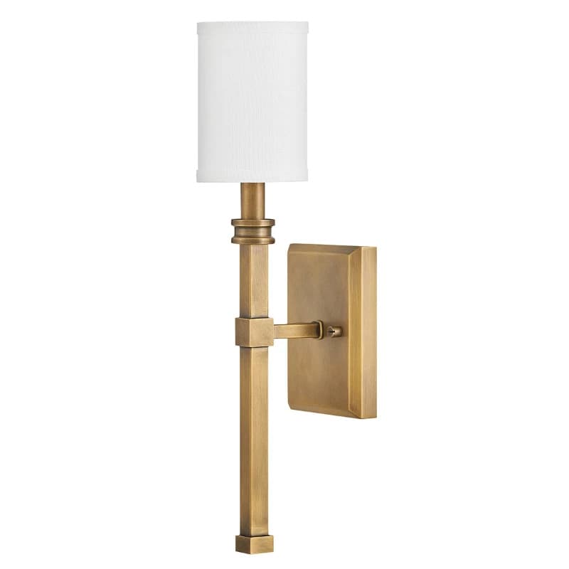 Hinkley LED Wandlamp Moore | 1X E27 Max 40W | Heritage Brass with Ivory Linen Shade