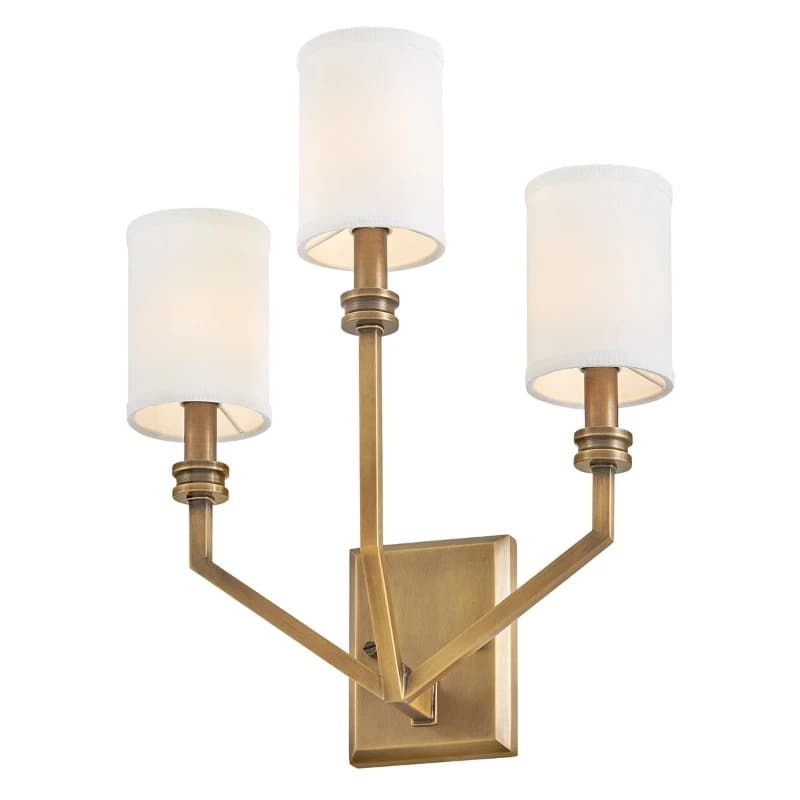 Hinkley LED Wandlamp Moore | 3X E27 Max 40W | Heritage Brass with Ivory Linen Shade thumbnail 2