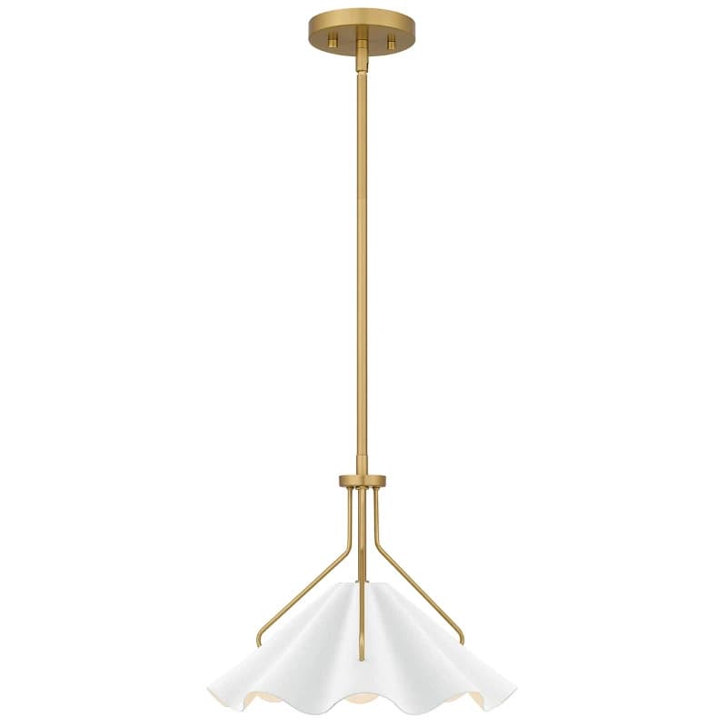 Quoizel LED Hanglamp Mejia | 1X E27 Max 60W | Aged Brass, Textured White Steel Shade thumbnail 2