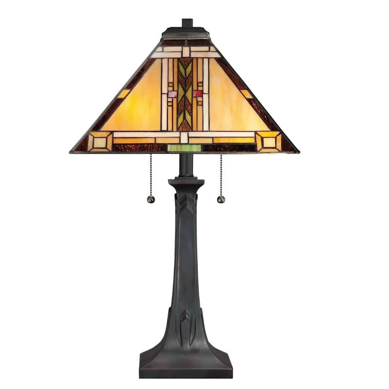Quoizel LED Tafellamp Navajo | 2X E27 Max 60W | Bronze with Art Glass Shade thumbnail 2
