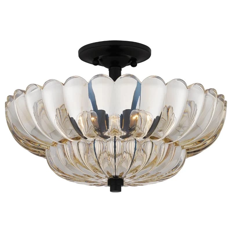 Quoizel LED Plafondlamp Whitecap | 4X E27 Max 40W | Tinted Amber Glass with Mottled Cocoa Brown