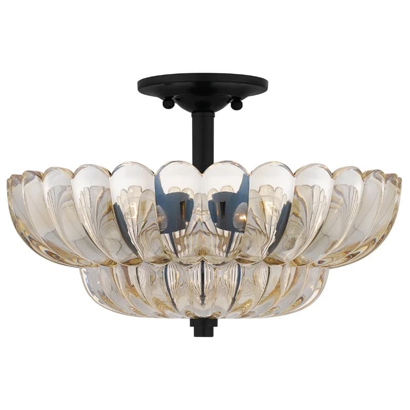 Quoizel LED Plafondlamp Whitecap | 4X E27 Max 40W | Tinted Amber Glass with Mottled Cocoa Brown thumbnail 2