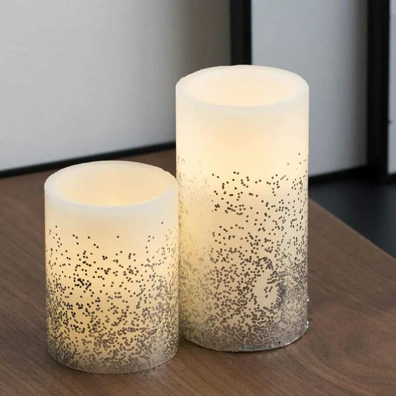 Set van 2 Paulmann Pauleen LED waskaarsen Glowing Glitter warm wit voor 3 x AAA batterijen met schakelaar