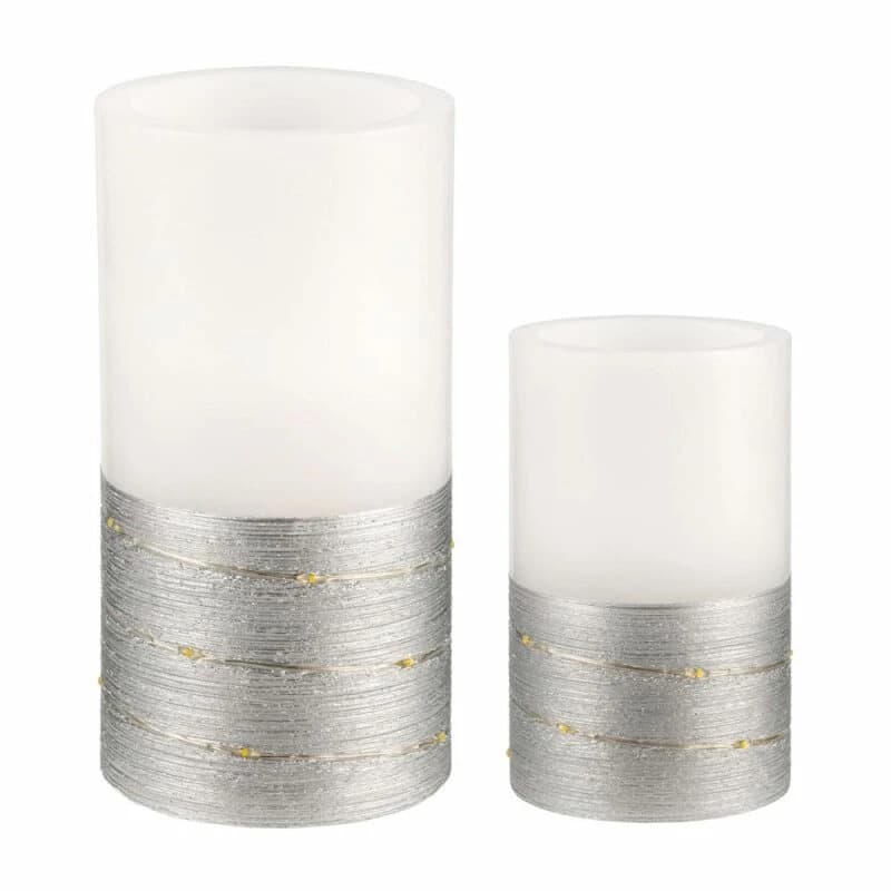 2 x LED Waxinelichtjes Fairy Lights Wit/Zilver warm wit voor 3 x AAA batterij met schakelaar thumbnail 2