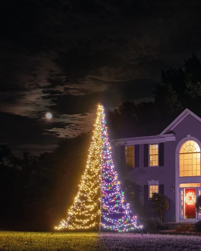 Fairybell Buitenkerstboom | 400cm 1500 LEDs | Warm Wit&Meerkleurig | Inclusief Mast